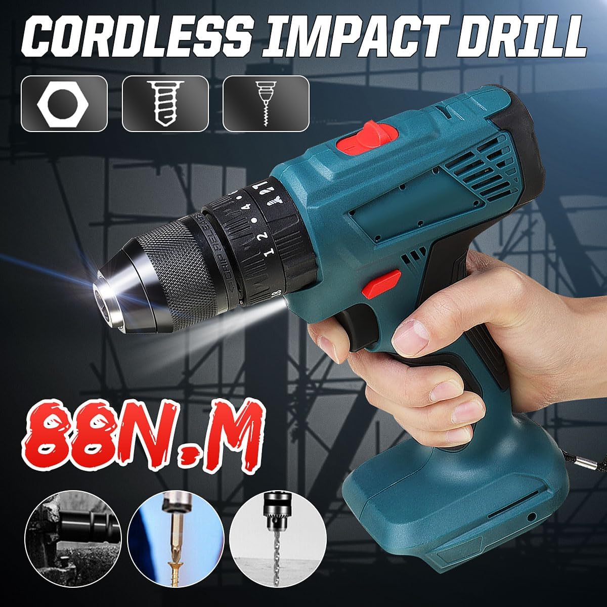 1/2" 88N.m 13mm Cordless Electric Wrench Screwdriver LED for Makitx 18V Battery