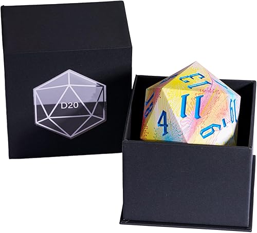 Miniatura 6 de Dados D20 gigantes D20 de 2.165 in con patrón de flores de diente de león, dados poliédricos D20 de 20 tamaños DND con estuche de regalo para juegos
