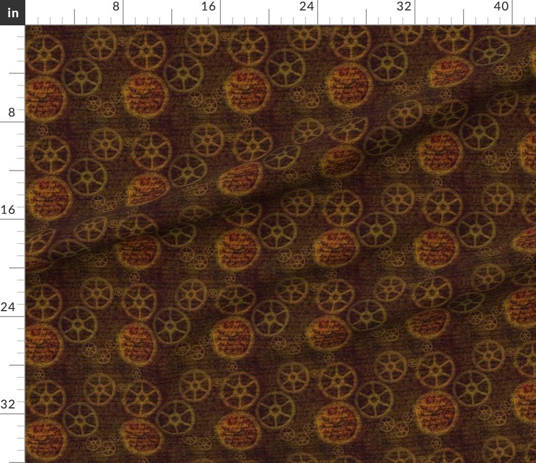 Spoonflower Fabric - Steampunk Science Fantasy Victorian Technology Gears Vintage Abstract Printed on Petal Signature Cotton Fabric Fat Quarter - Sewing Quilting Apparel Crafts Decor