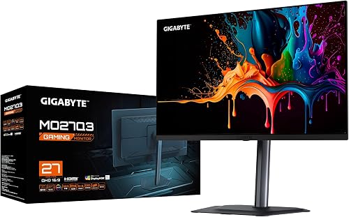 Gigabyte MO27Q3 27” OLED QHD Gaming Monitor - 2560 x 1440, 360Hz, 0.03ms, 250 cd/m², G-Sync Compatible, FreeSync Premium Pro, Display HDR True Black 400, HDMI 2.1, Displayport 1.4 - 5