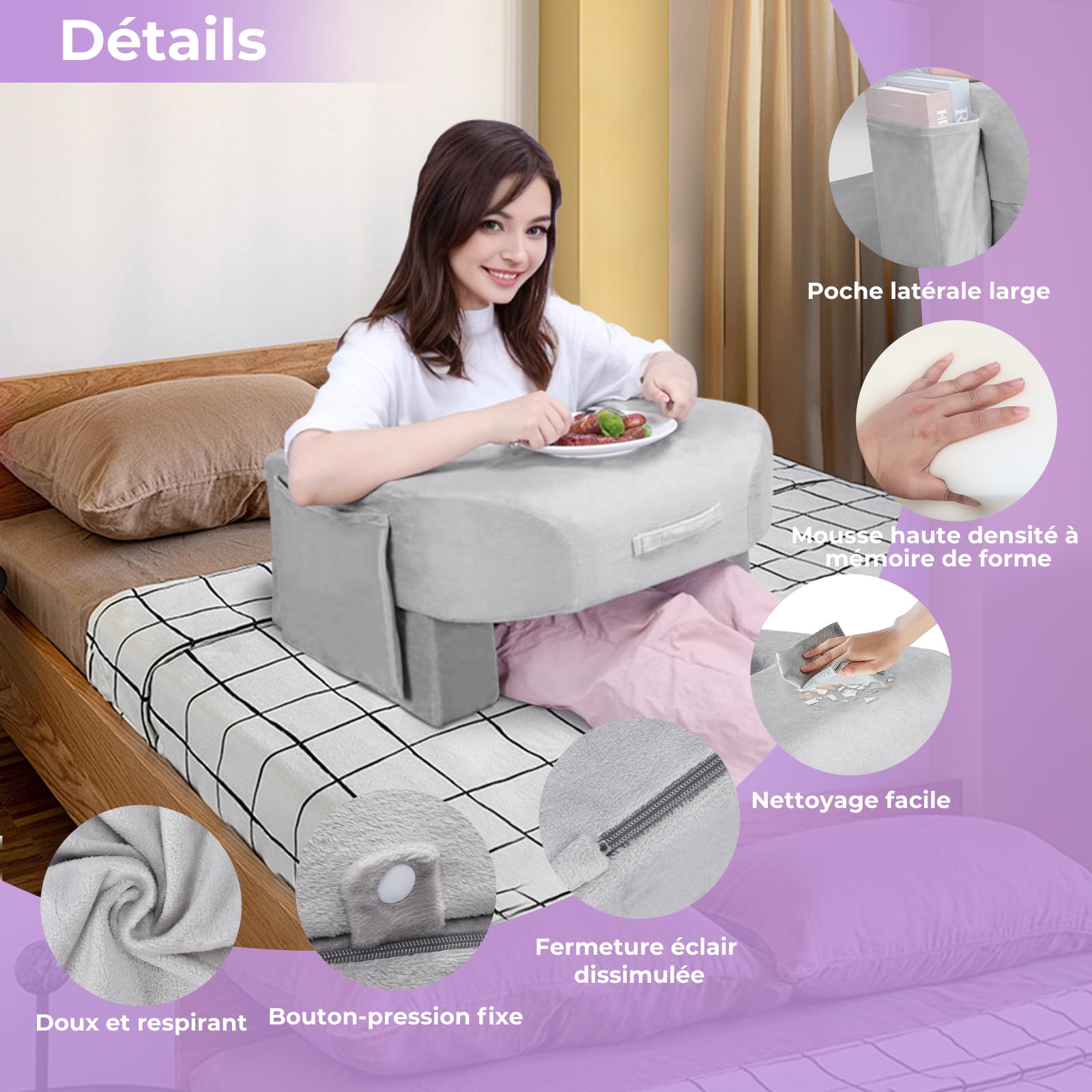 INFANZIA Almohada de lectura para rodillas, soporte ergonómico portátil (cama/escritorio) – Espuma de memoria para juegos de adultos, ganzúas, trabajo – Uso múltiple: cama, sofá, suelo