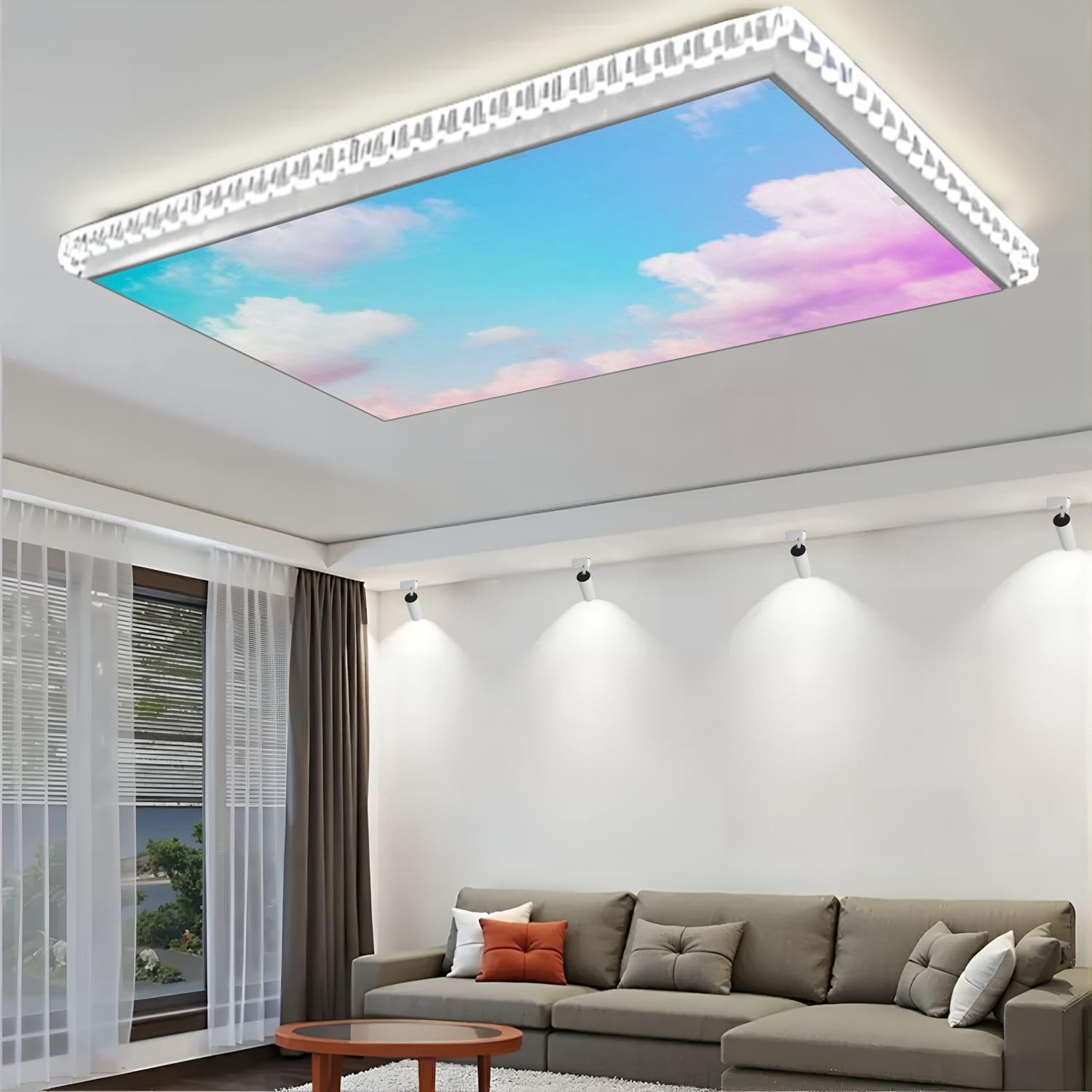 Fluorescent Light Covers for Ceiling Lights pastel soft sky purple pink sky cloud sky pastel colored soft Easy to Install Magnetic Light Filter for Classroom Office Hospitals School Home Decor