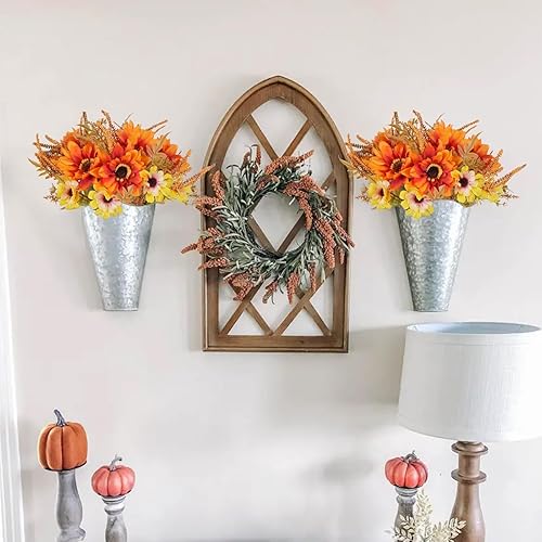 Miniatura 6 de 6 paquetes de flores artificiales de otoño, girasoles de seda, ramo de flores artificiales de dalia, arreglos florales de otoño para decoración,