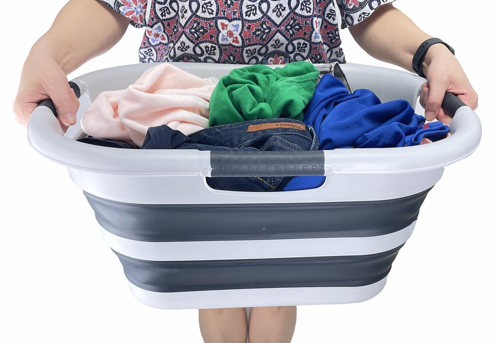 SAMMART Panier à Linge Pliable 30L - Conteneur Rangement Portable Et Léger