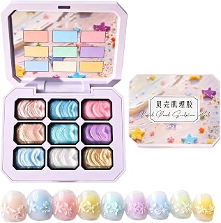 9 Colors Ombring Gel polisher Palette, Sponges Nail polisher | Gel Palette for 3D & Sponge Art, No-Wipe, Pastel Pearl Finish for Creative Nail Designs
