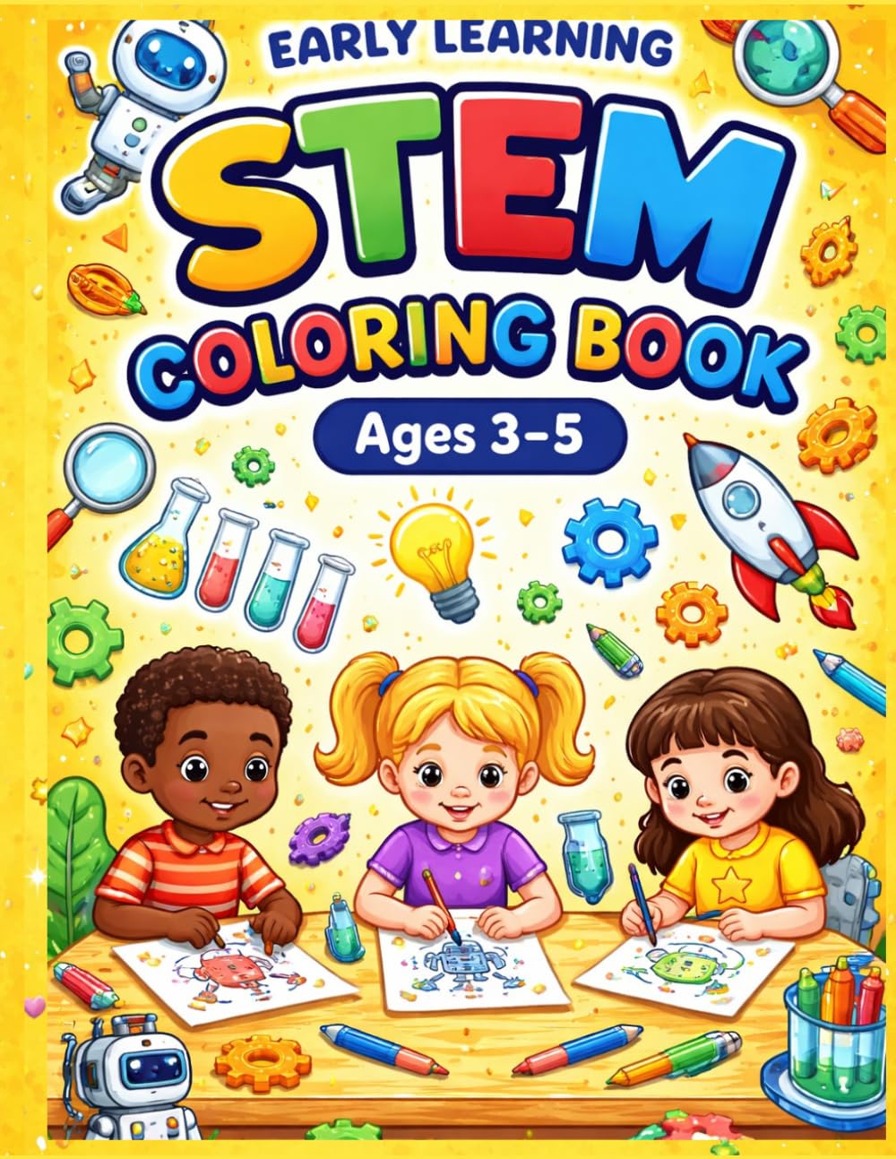 Early Learning STEM Coloring Book for Kids Ages 3-5: Fun Science, Technology, Engineering, Math and Robotics Coloring Activities