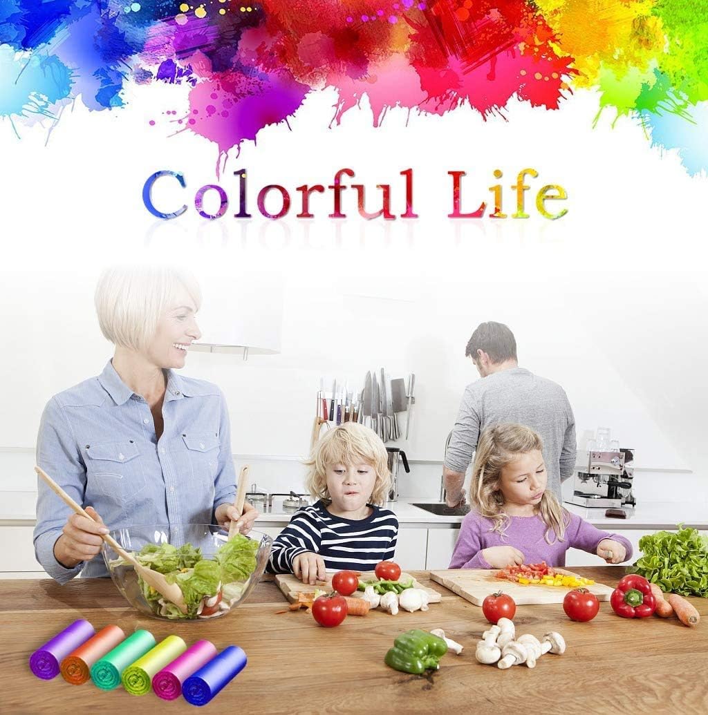 Small Trash bags, 4 Gallon Garbage Bags, Small Garbage Bags Wastebasket Trash Can for Bathroom Office, 5 Rolls(100 Count) -Colored (Multicolor) 1 image 2