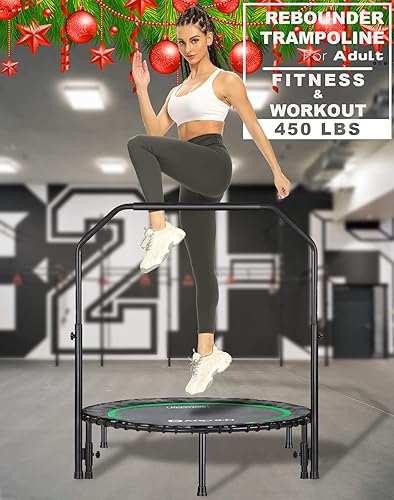 Miniatura 2 de DARCHEN Mini trampolín de 450 libras para adultos, trampolín pequeño para ejercicio de rebote en interiores para entrenamiento, fitness para rebote