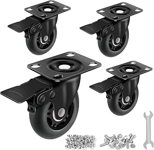 3" Casters Set of 4 ，4 Heavy Duty Quiet Caster, Max Load 2000LBS. Suitable to do Soft Wheels for cart ，Caster Wheels Glide Quietly and Protect The Floor, casters Set of 4 Heavy Duty