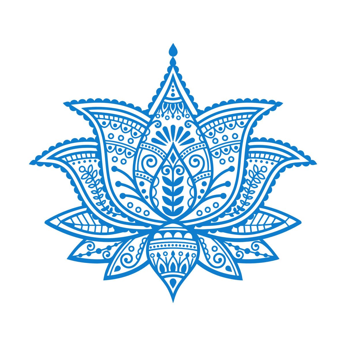 Vinyl Wall Stickers Lotus Flower Buddhism Yoga Studio Meditation 36x40.3cm Self Adhesive Small Blue
