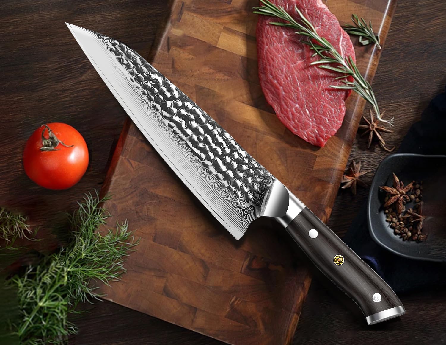 BRODARK Japanese Chef Knife, 8 inch Damascus Chef Knife, Ebony Wood Handle — Amazon image 5