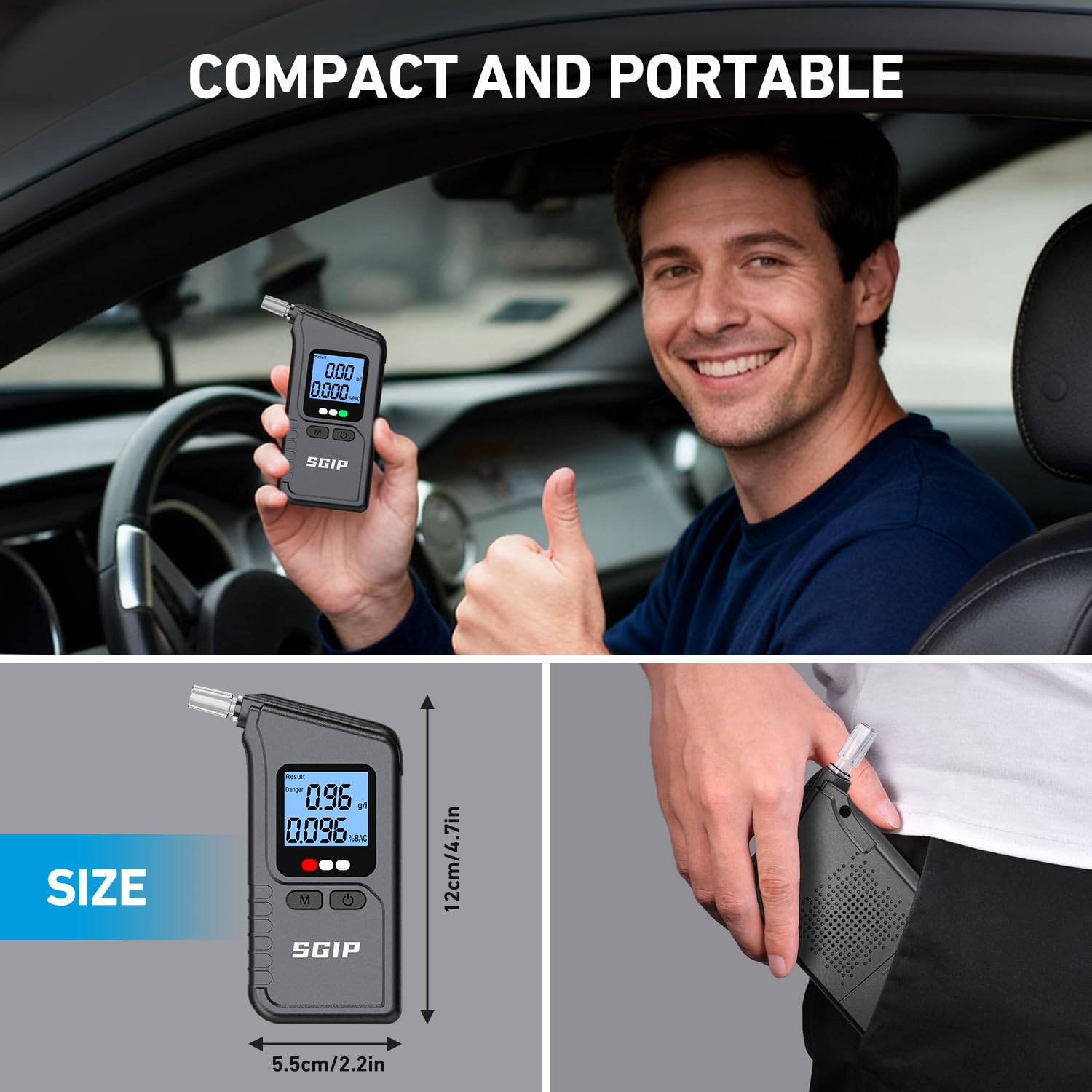 Ethylotest Electronique, Etiloteste Electronique Portable Alcotest avec Affichage Numérique LCD Fonction de Stockage Alcootest Électronique Personnel pour Usage Domestique et Professionnel