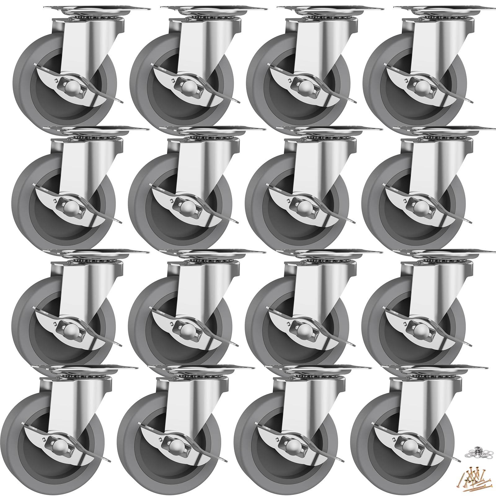 Heavy Duty Caster Wheels with Brake - 4 Pack -15 Heavy Duty Caster Wheels with Brake - 4 Pack -15