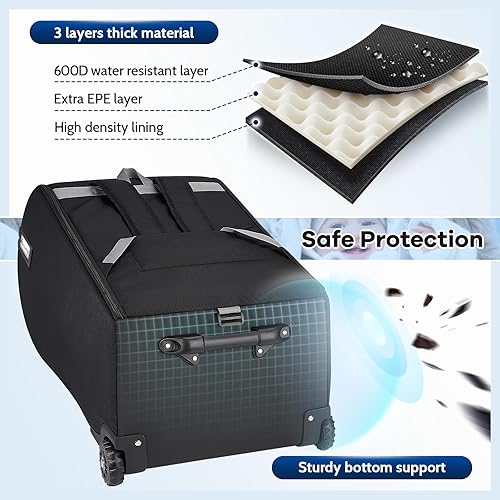 Miniatura 5 de YOREPEK Mochila de viaje para asiento de automóvil infantil con ruedas, se adapta a cochecito de asiento de automóvil Doona, bolsas acolchadas para