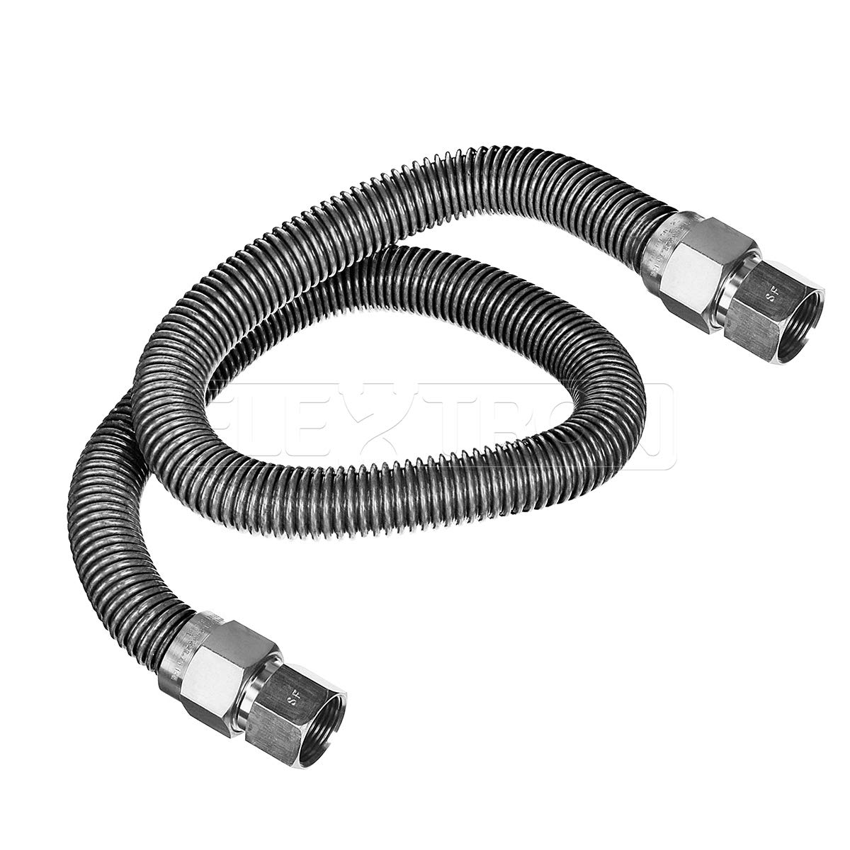 Highcraft GUHD-TT14-12I Gas Line Hose 3/8'' O.D. x 12'' Length with 0.38 in. FIP Fitting, Uncoated Stainless Steel Flexible Connector, 12 Inch