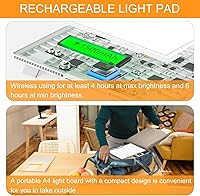 Vista 5 de Honesorn Almohadilla de luz de trazado de copia A4 con puerto tipo C, tablero de luz ultrafino de pintura de diamante, mesa de luz LED