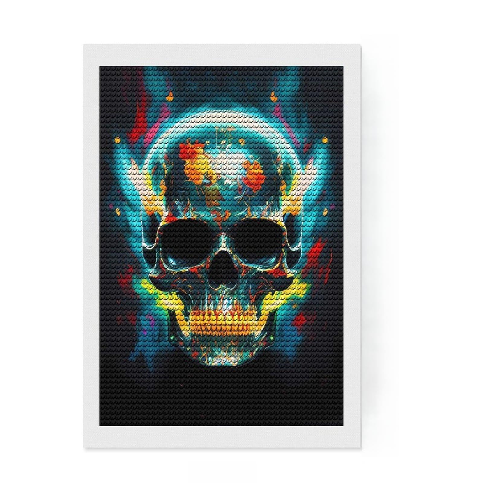 Junmoney Spooky Diamond Art Kit 8"x12", Calming Craft to Unwind, with Tool Kit, Living Room Decor, Festive Craft Gift