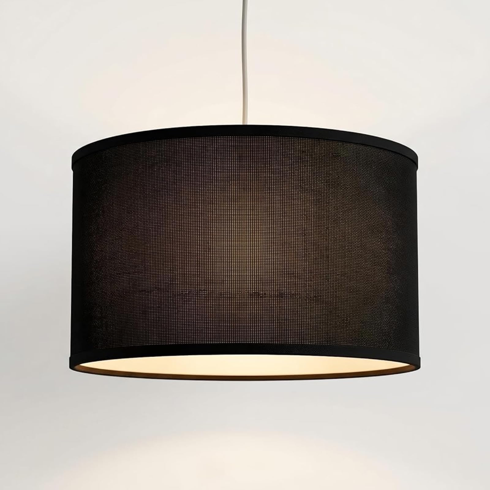 ZEONX 14" (35cm) Black Linen Drum Lamp Shade – Large Lampshade for Ceiling Lights, Table & Floor Lamps, Compatible with E26 and E27, Easy Fit for Living Room, Bedroom, Office, Kitchen & Hallway