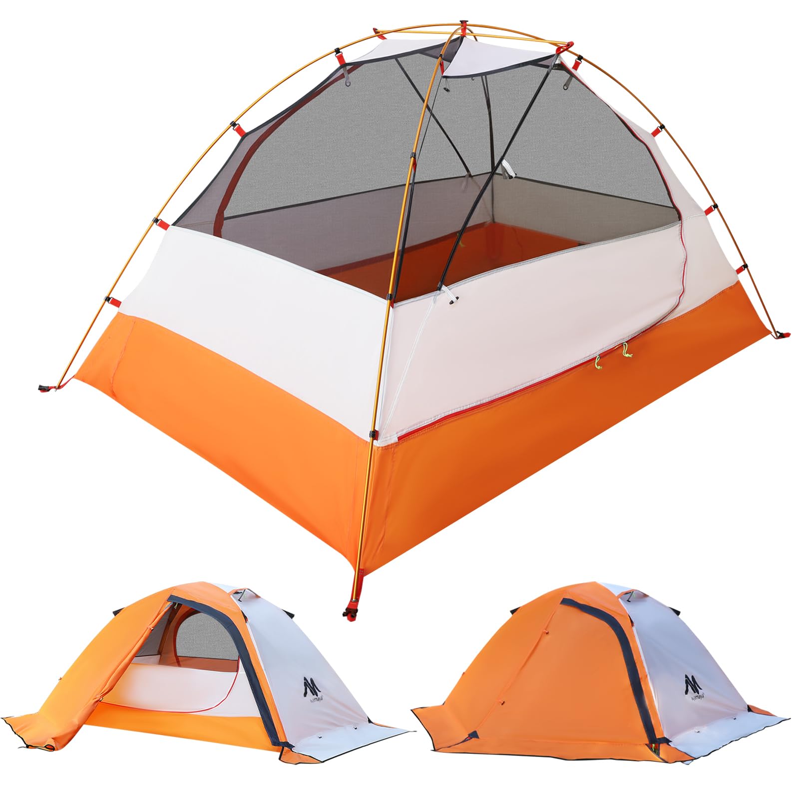 Zelt 2 Personen Trekkingzelt Wasserdicht, Doppelwandig 2 Mann Backpacking Zelt Ultraleicht Kleines Packmaß [2 Türen] Fahrradtour Zelt Kuppelzelt Mit 