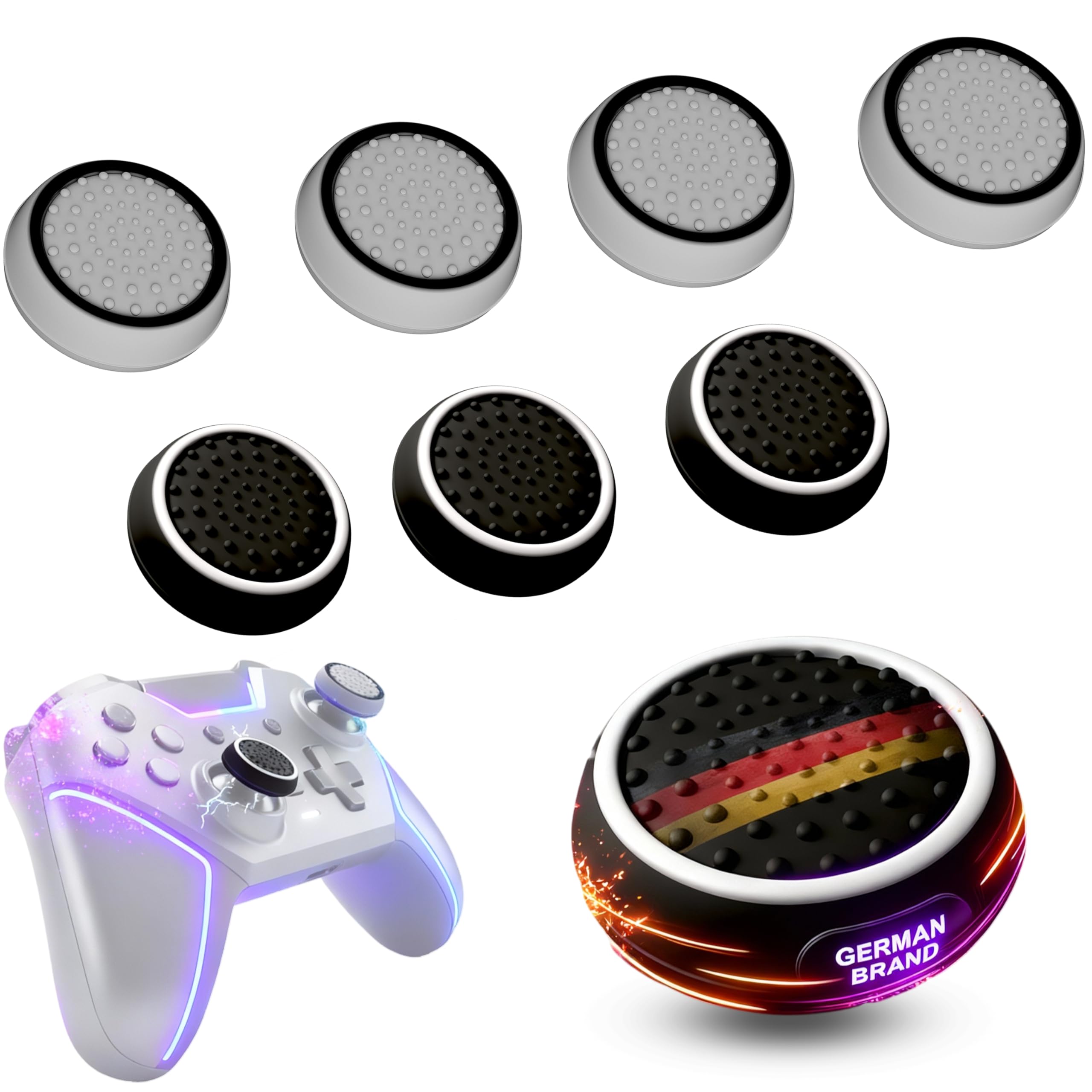MatoSan 8 Thumbstick Grip Caps – Silicone Thumb Grips Compatible with PS5, PS4, Xbox Controller – Anti-Slip Joystick Cover – Controller Grips – Gaming Accessories