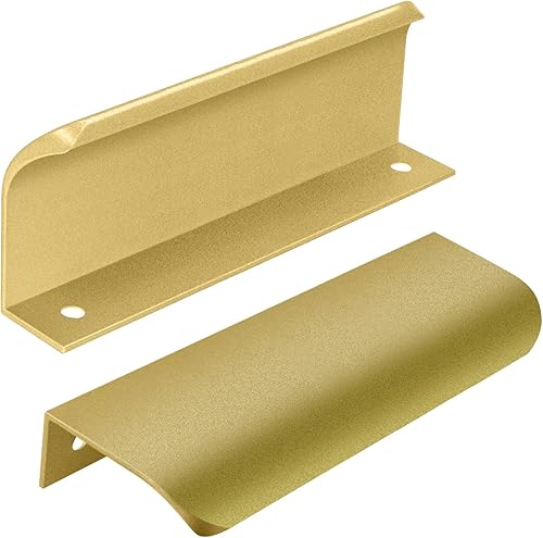 Miniatura 8 de Paquete de 10 tiradores ocultos de aluminio de 4.016 in4 pulgadas para puertas y cajones de cocina del hogar, incluye tornillos, negro mate (oro