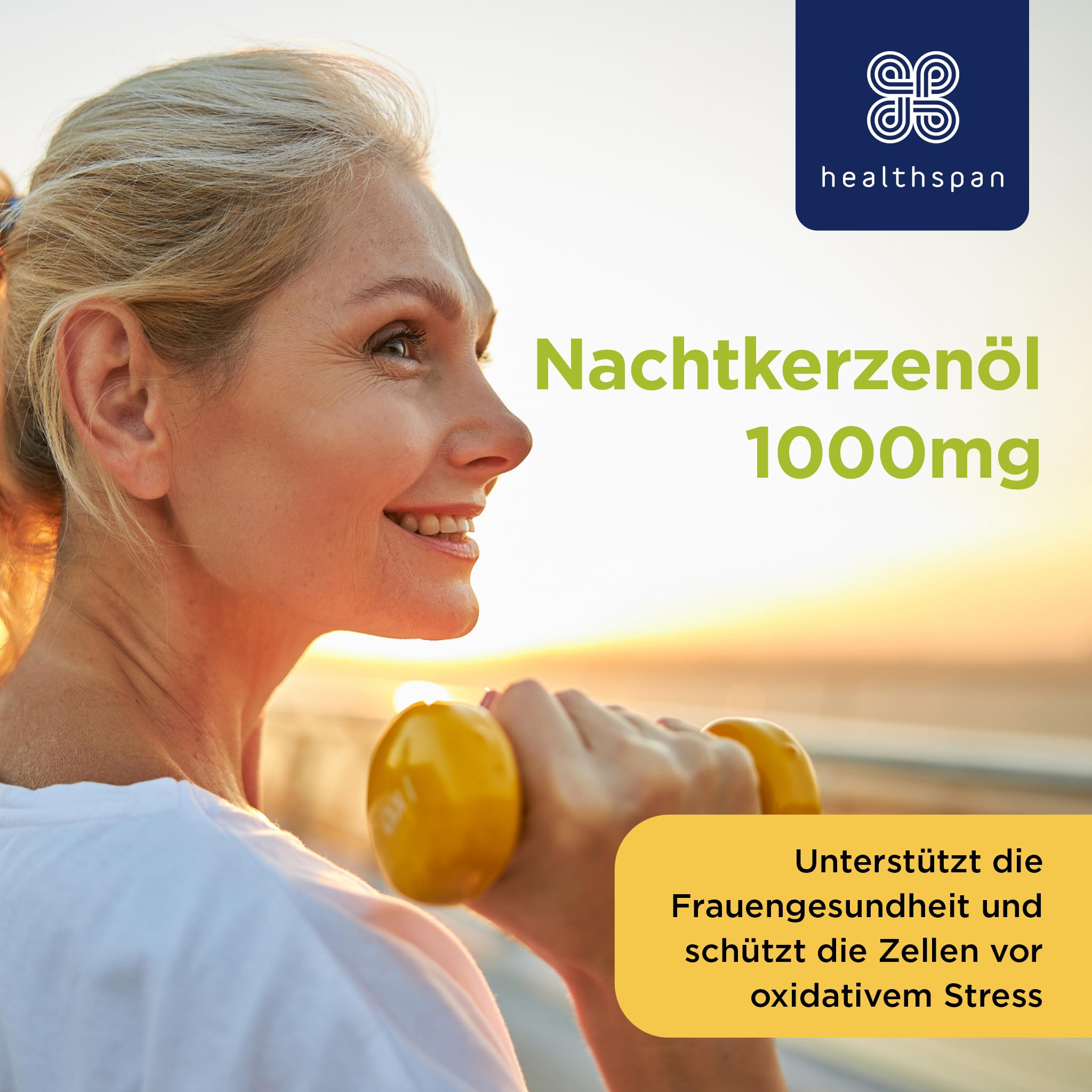 Healthspan Nachtkerzenöl | 1.000 mg Dosierung | unterstützt die Frauengesundheit & das hormonelle Gleichgewicht | reichhaltige Quelle an Omega-6-Fettsäuren | mit Vitamin E | Vegan (180 Count)