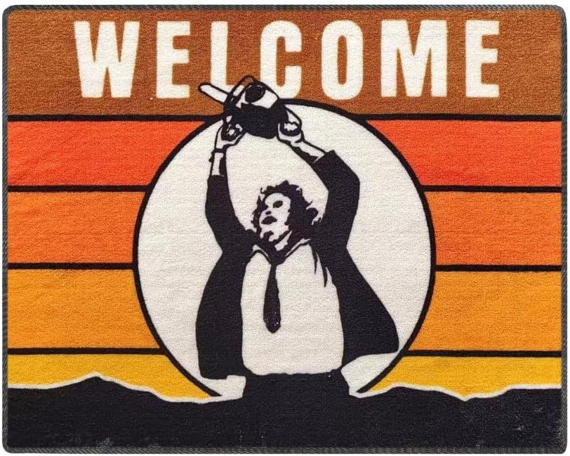 Creepy Co. Texas Chainsaw Massacre Welcome Rug – 36" x 27" Horror Accent Rug with Leatherface Artwork