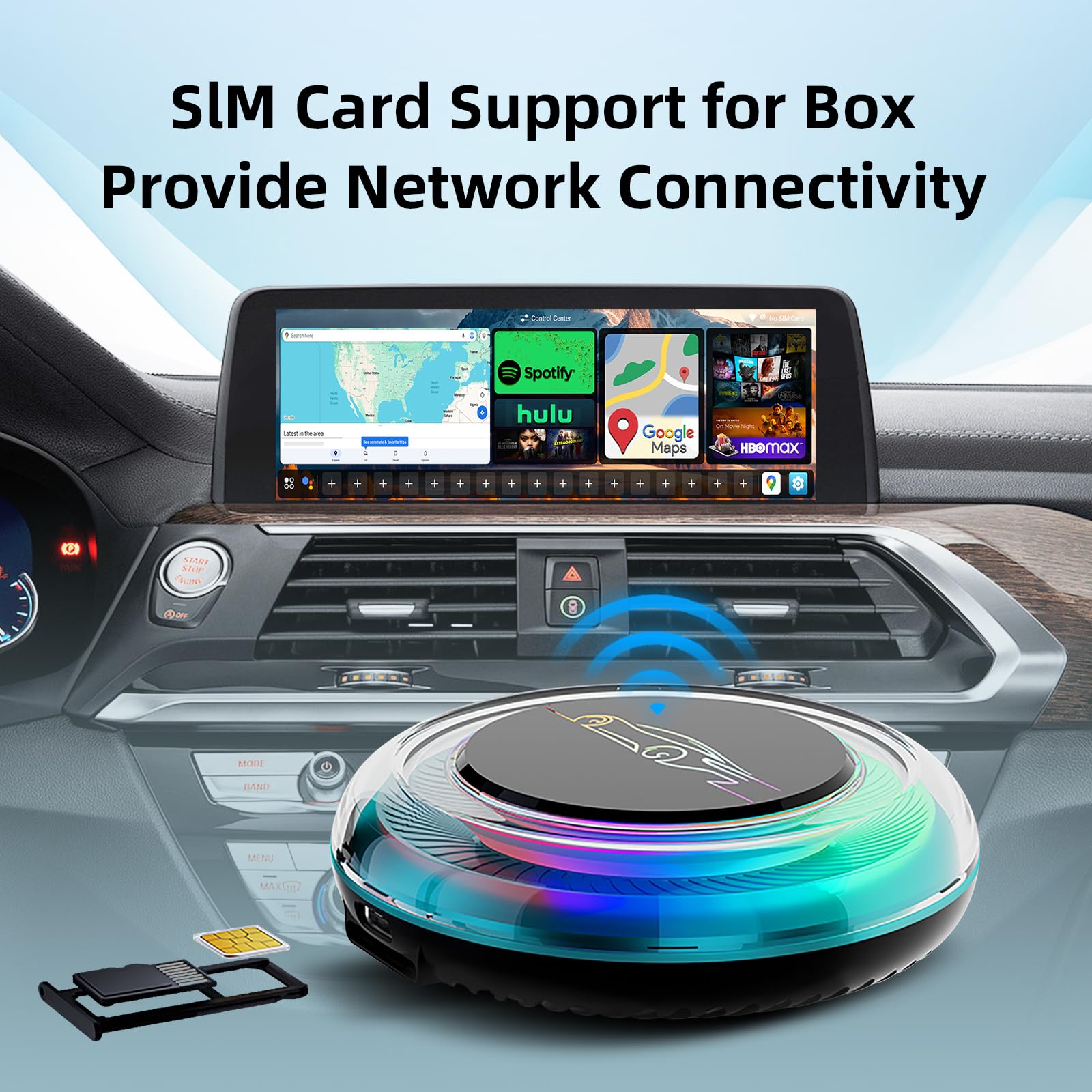 EZoneTronics bezprzewodowy adapter samochodowy CarPlay i Android do BMW 2018+ i innych pojazdów z bezprzewodowym systemem CarPlay, Android 13 Upgrade AI Box with 8G+128G, Netflix, YouTube, GPS, Dual