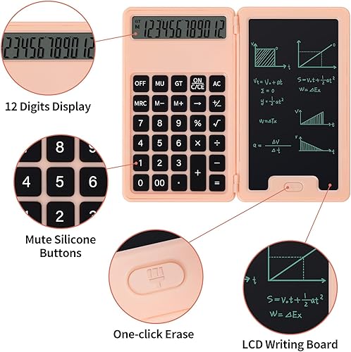 Miniatura 3 de Calculadora básica portátil de escritorio con bloc de notas y lápiz capacitivo, pantalla grande de 12 dígitos multifunción para oficina, escuela,