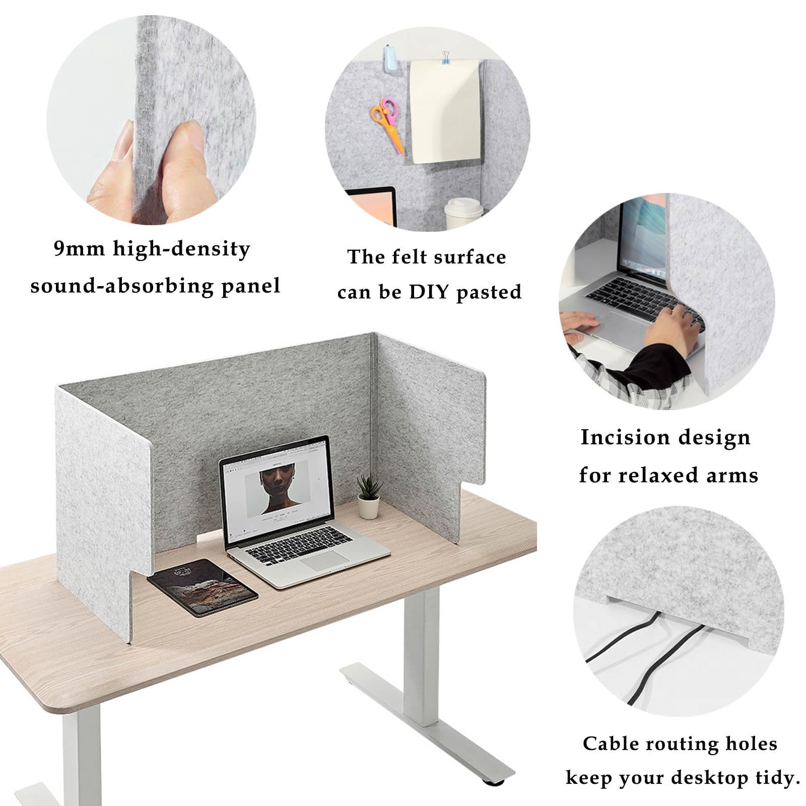Separador Acústico De Escritorio, Separador De Mesa Absorción De Sonido, 60 80 100 120cm Divisor Acústico Para Escritorio, Independientes, Para Oficina, Biblioteca, Escuela(Lightbrown,120cm)