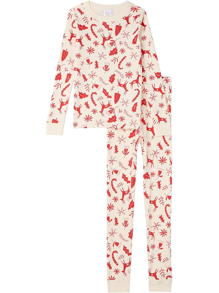 White Hanna Andersson Long John Pajama Set (Infant/Toddler/Little Kid/Big Kid)