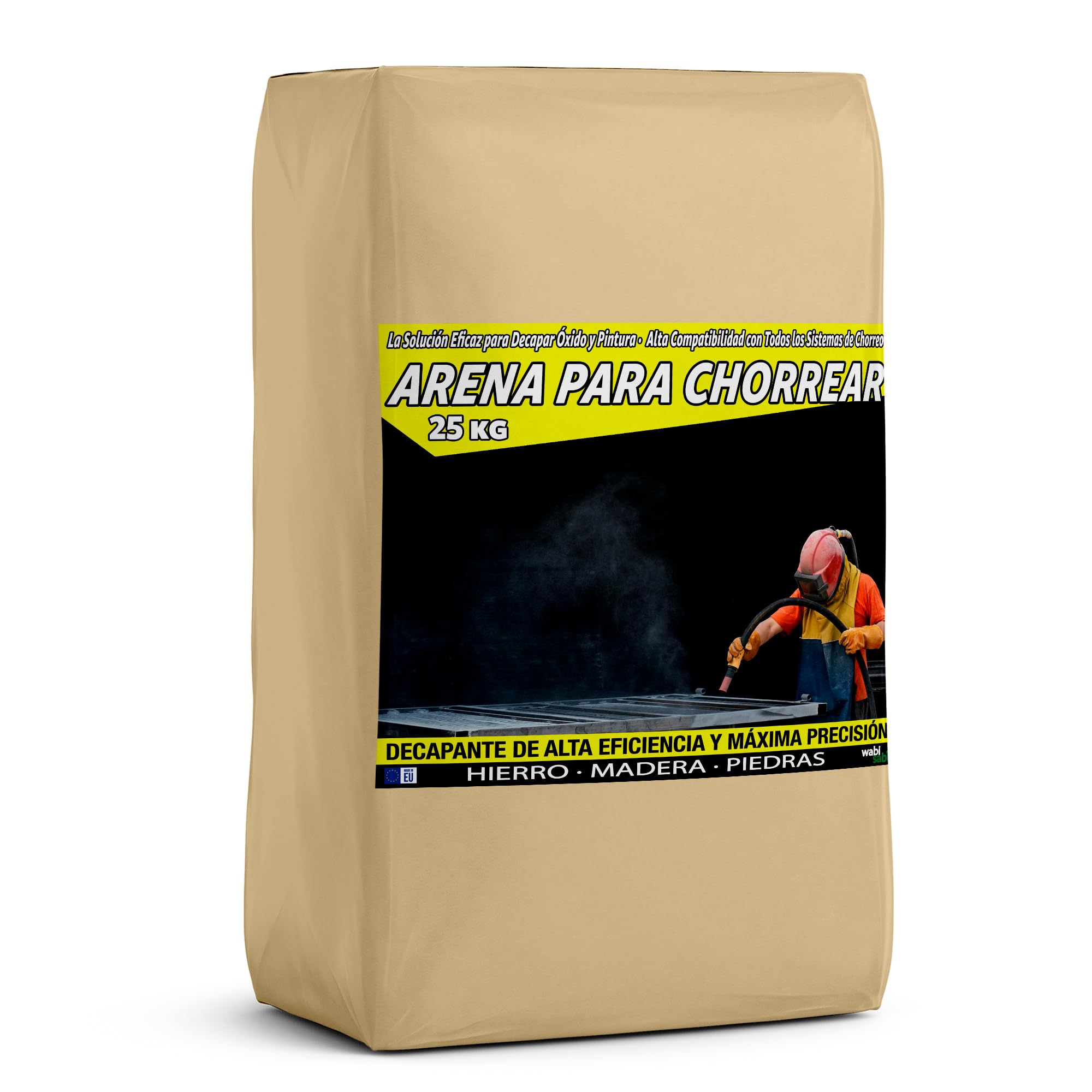 Arena Abrasiva para Chorrear 25kg - Alta Pureza y Baja Humedad - Perfecta para Metal, Madera, Óxido y Pintura - Ecológica