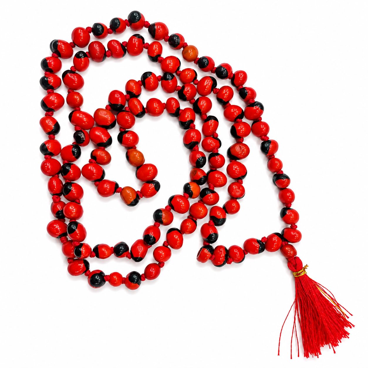 Original Red Gunja Mala 108+1 Beads for Lakshmi MATA Pooja | Handmade Japa Mala with Tassel | Prayer Beads for Meditation, Mantra Chanting, Spiritual Practice & Religious Worship of Lakshmi MATA-image-44