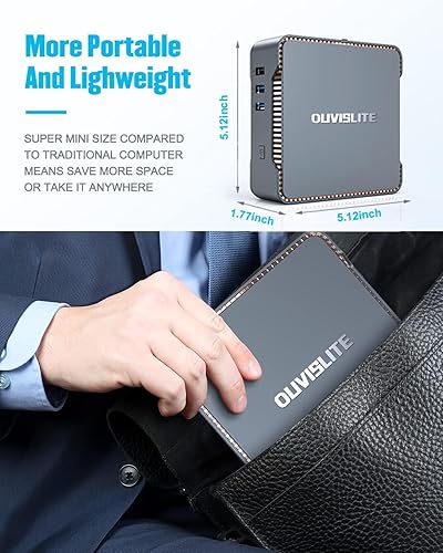 Miniatura 5 de Mini PC con procesador Celeron N3350 (hasta 2.4 GHz), 4 GB DDR3 64 GB eMMC Mini computadora Windows 10 Pro computadoras de escritorio compatibles