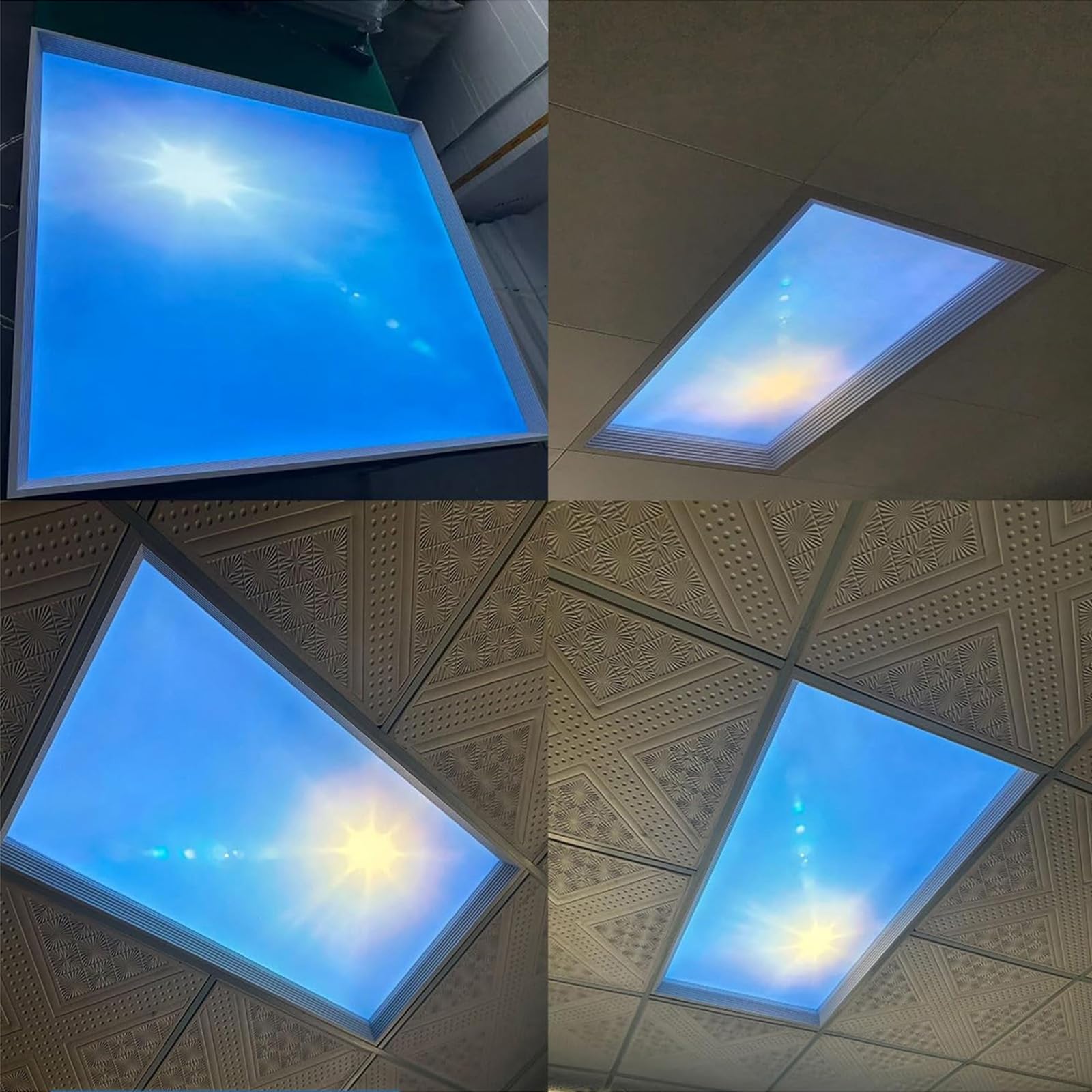 Pannello Luminoso for Finta Finestra con Telecomando, Plafoniera LED Intelligente Cielo Blu con Effetto Luce Naturale, Design Ultrasottile e dimmerabile Sky,Embedded,470 * 470mm