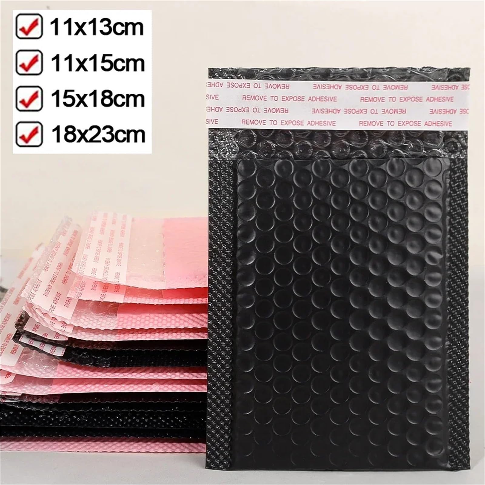 100PCS Blase Mailer Selbst Dichtung Klebstoff Versand Taschen Wasserdichte Mailing Umschläge for Business Verpackung Make-Up Liefert für die Verpackung(Black,18 * 23cm)