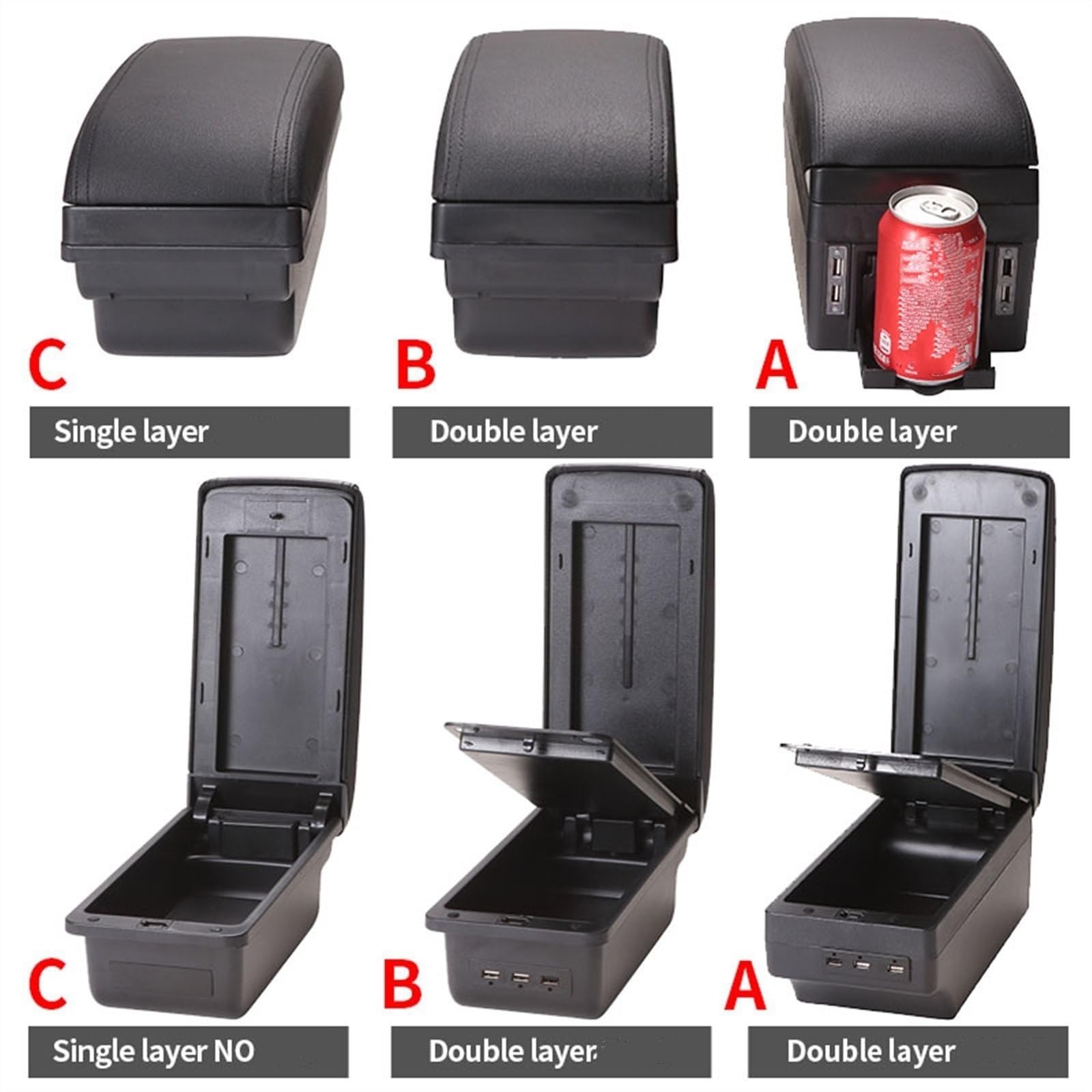 Boîte Rangement Pour Console Centrale De Voiture Accoudoir Pour Peugeot 208 2012-2018 Accessoires(Type D)