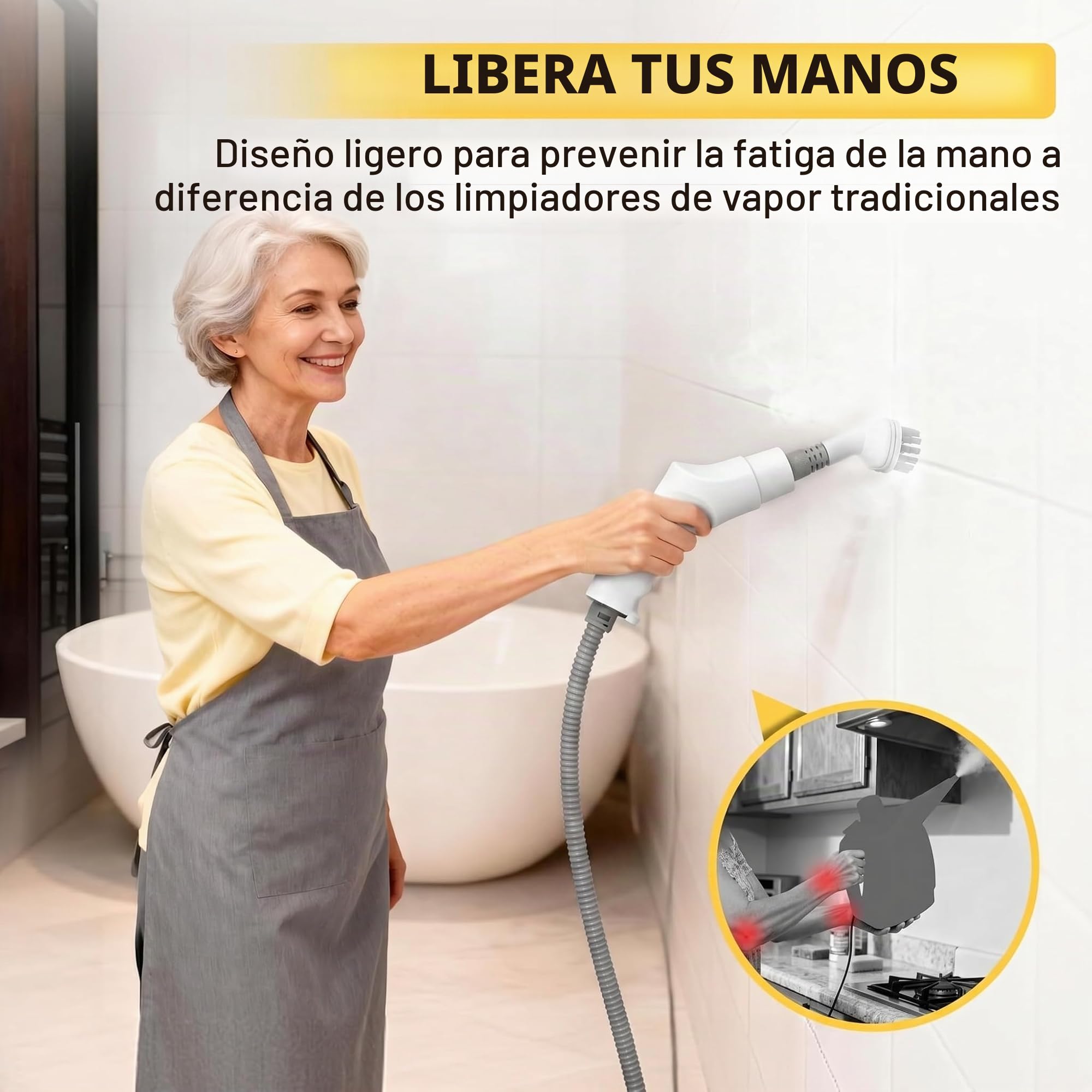 Vaporeta Limpieza Hogar Limpiador a Vapor Para Casa Steam Cleaner Maquina de Vapor Limpieza Maquina Vapor Limpieza Mopa Vapor 2000w, 5bar Para Campanas Extractoras, Cocinas, Juntas de Azulejos