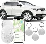 Tracker Tags Work with Apple Find My(iOS Only), Bluetooth Tracker for Luggage,Key,Bag,Replaceable Battery, Item Finders with 4 Waterproof Cases and Keychains (White)