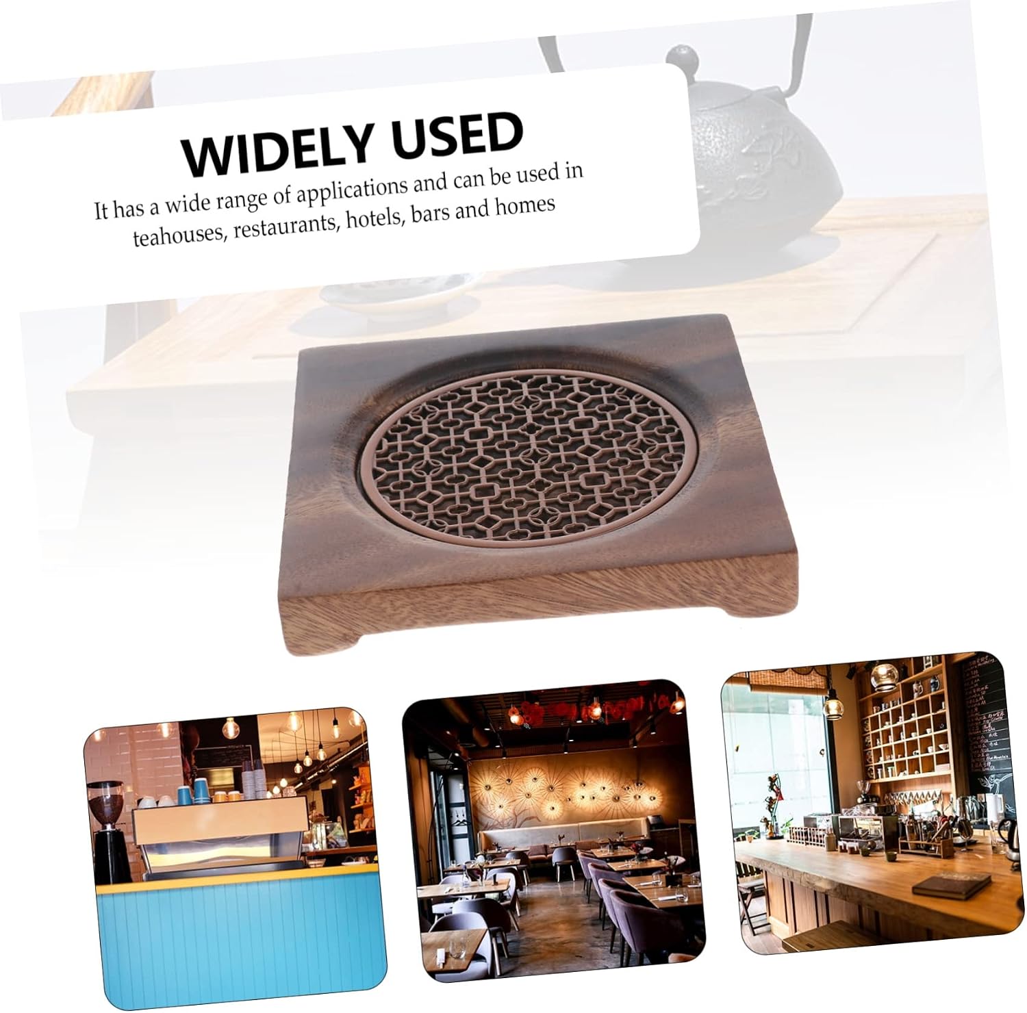 1pc Practical Square Teapot Holder Tray Style and Walnut Wood Tea Serving Tray Scalding Coaster for Home Use for Tea Lovers