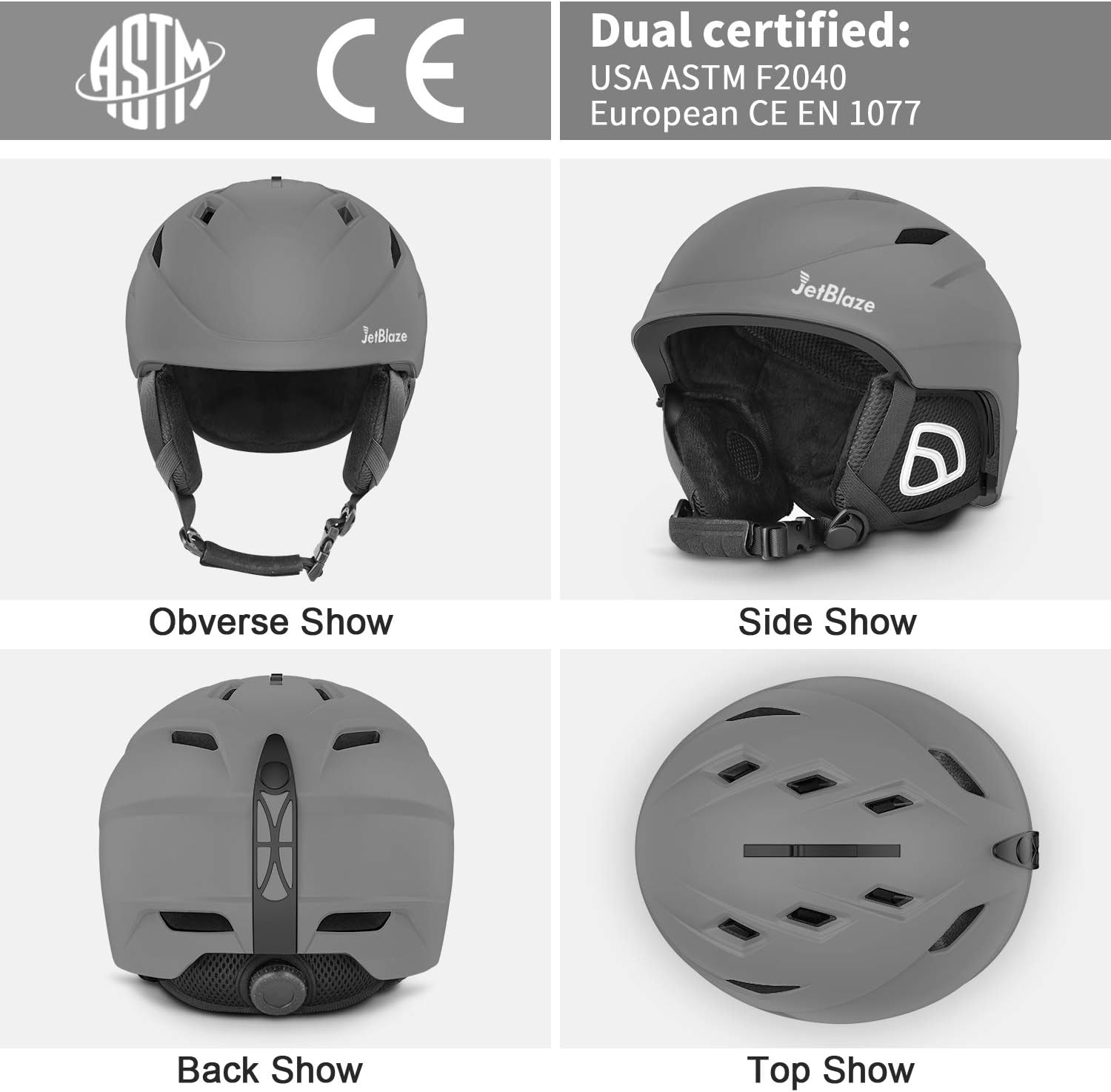 JetBlaze Ski Helmet, Snow Sports Helmet, Snowboard Helmet for Men Women Youth : Sports & Outdoors