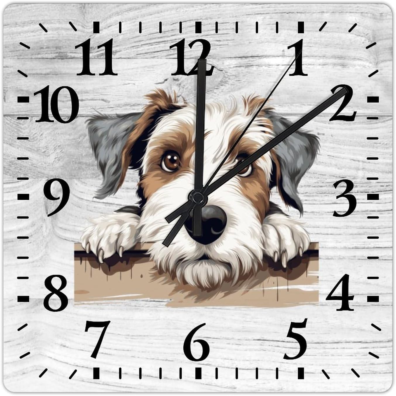 Sealyham Terrier Wood Wall Clock Gift for Dog Lover Numeral Clocks 15in Silent Non-Ticking Battery Operated Funny Round Wall Clock Decoration for Home Living Room Bedroom
