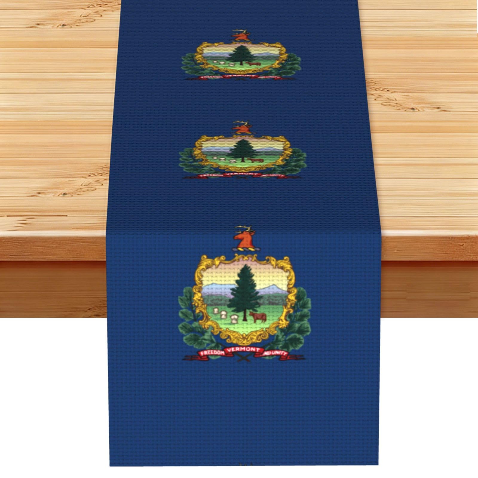 Vermont State Flag Printed Table Runner 13 x 72, Wrinkle Resistant Decor for Dining Table Coffee Table Fireplace
