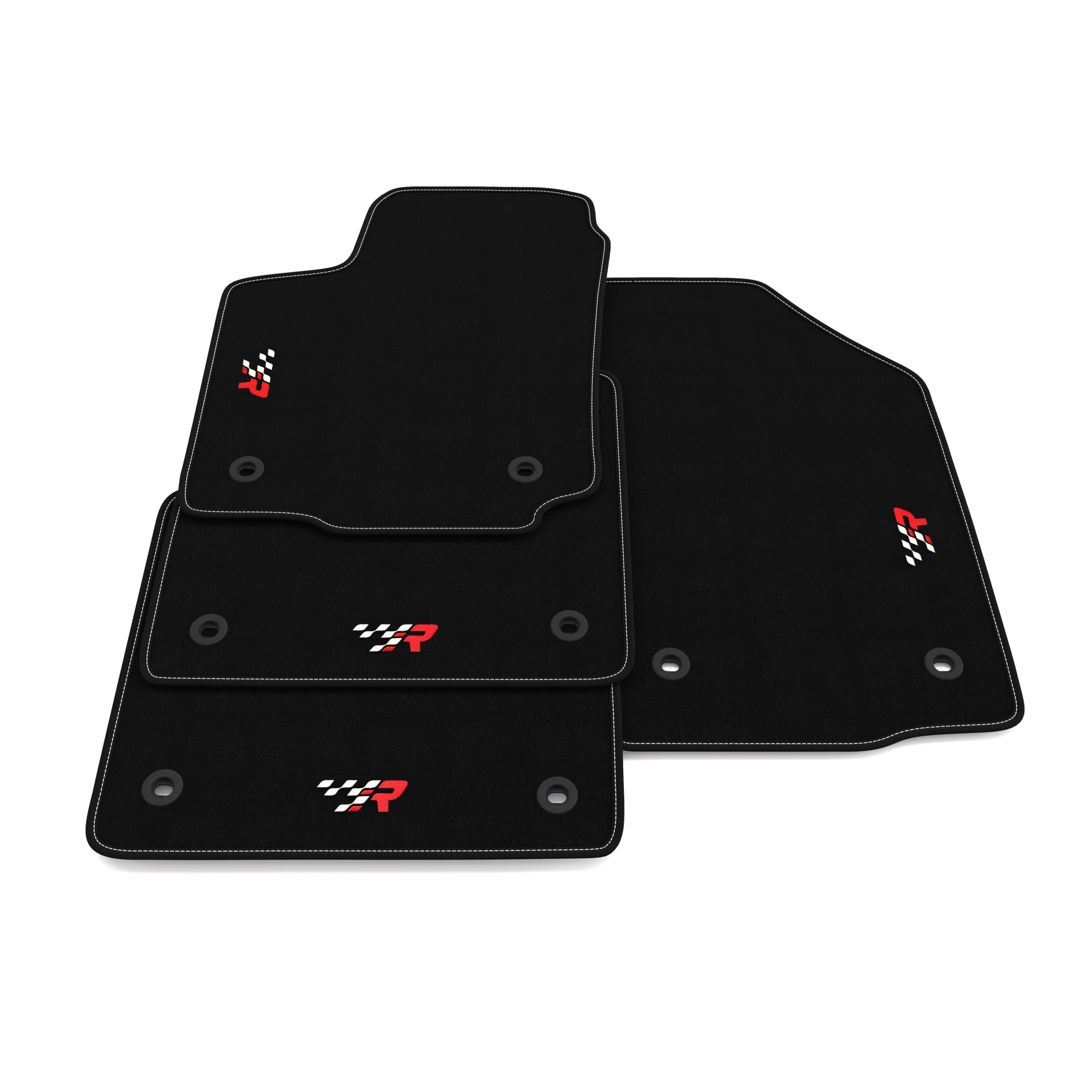 Set de Tapis de Voiture compatibles avec Bentley Continental Flying Spur 2005-2013 | Tapis sur Mesure en Moquette, Broderie R Racing, sur Mesure