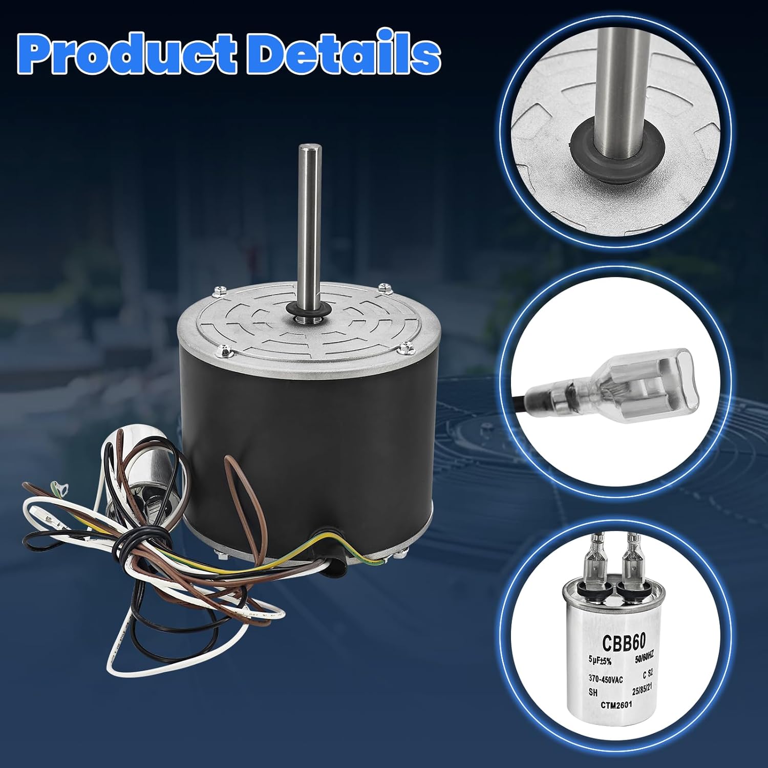 MOT18687 Upgraded 1/6 HP 825 RPM Condenser Fan Motor Fit for Trane, X70370246010 Electric Fan Motor for American Standard for More AC/Air Conditioner Replacement MOT12919 MOT10478