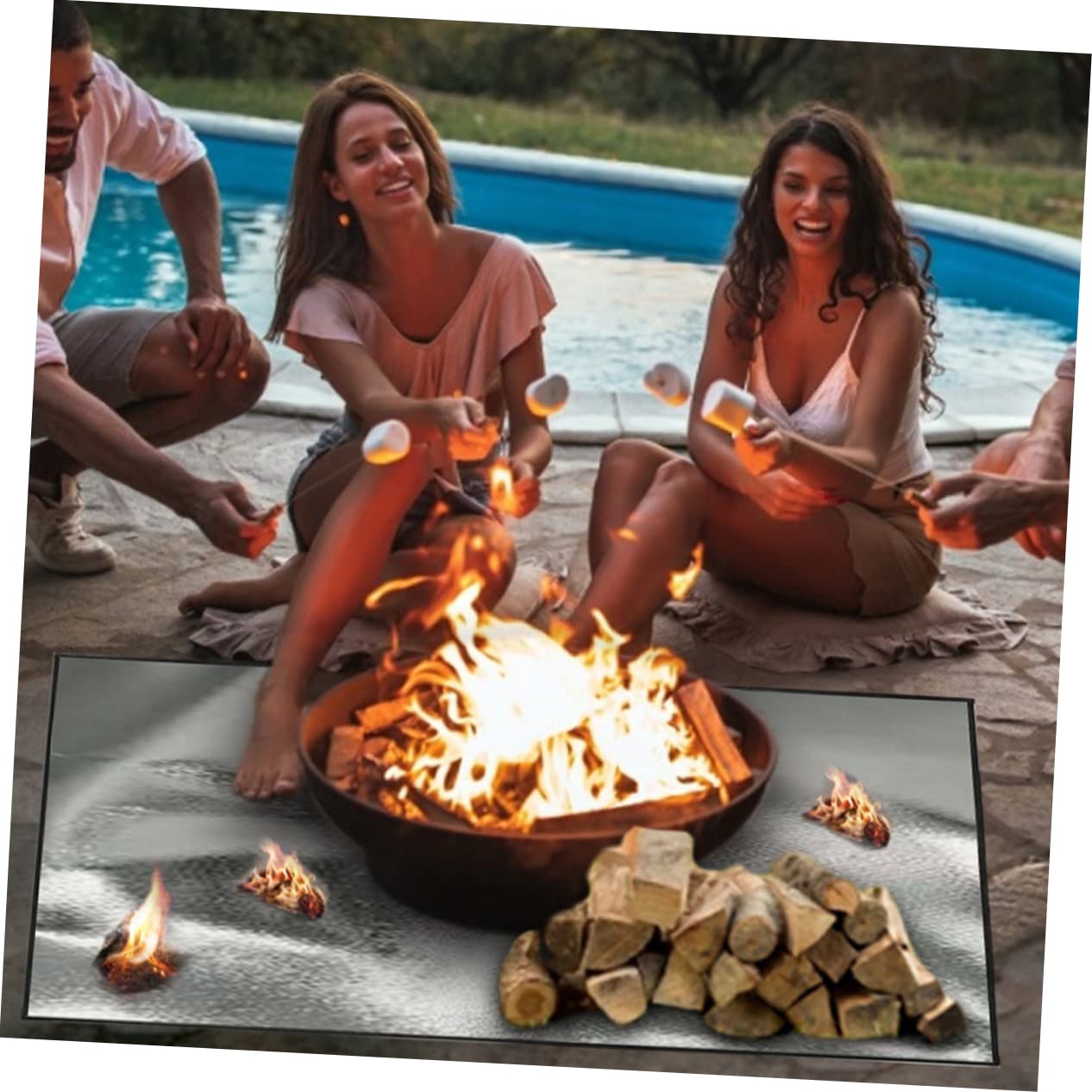 Abaodam Square Fireproof Mat Heat Resistant Camping Fireproof Blanket for Outdoor Use Protects Patio Lawn and Deck from Grease and Heat Flexible and Easy to Carry Fire Mat