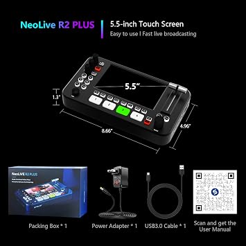SPROLINK Neolive R2 Plus Video Switcher for Live Streaming, 4x HDMI Input Multi Camera Mixer with 5.5