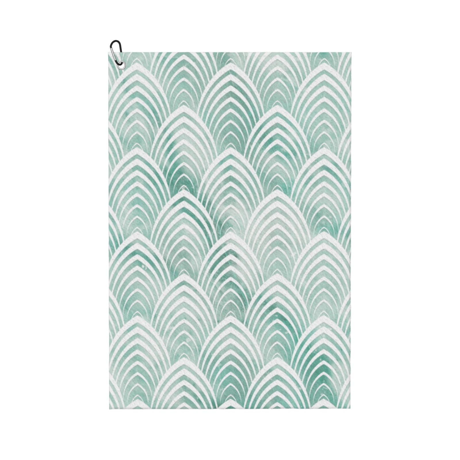 Hnnkloy Scales Aqua Mint White Geometry Marble, 16x24 in Portable Waffle Golf Towels with Carabiner Clip for Golf Bag