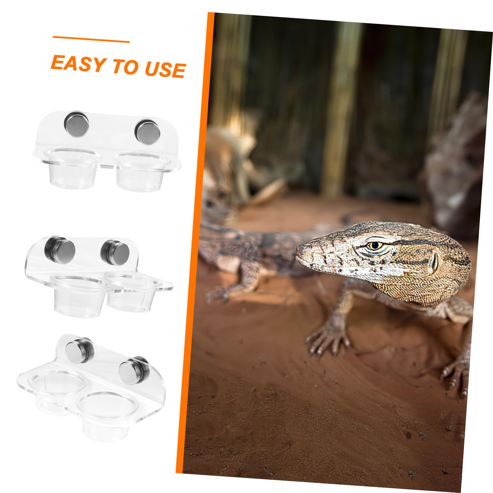 3 Juegos De Comederos Magnéticos para Mascotas, Cuencos para Reptiles, Repisa para Gecos, Cuenco De Agua para Reptiles, Recipiente para Comida para Gecos, Cuenco para Arañas,