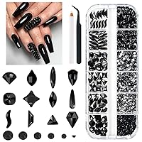 Vista 21 de 2052 piezas de pedrería dorada para uñas, 72 piezas de formas múltiples de cristal con base plana champán dorado + 1980 piezas de cuentas redondas